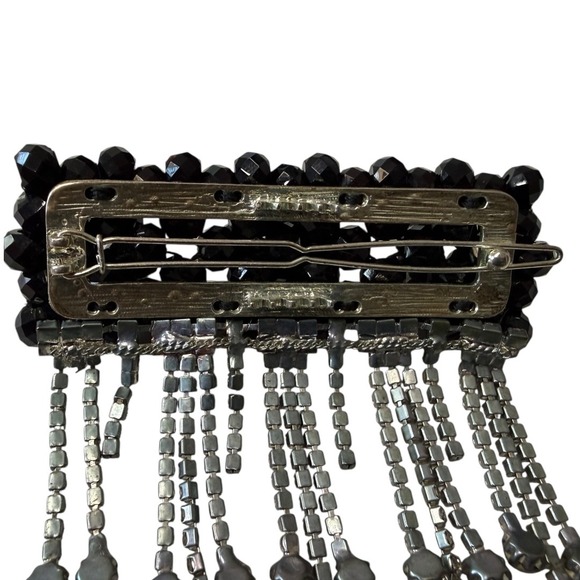 SHRIMPS Black Crystal Tassel Barrette Hair Clip Penelope Fringed Rhinestones - Picture 6 of 6